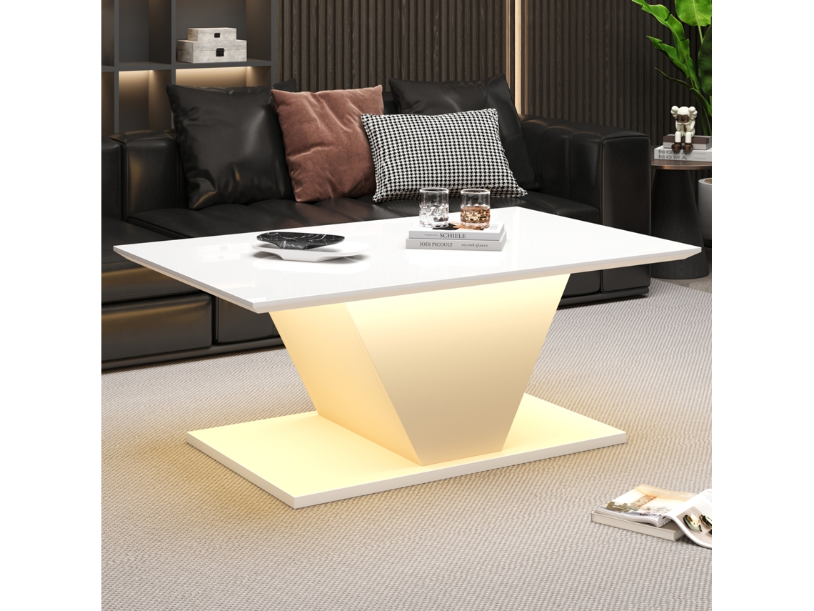 Mesa De Centro De 100*50*46 Cm, Forma Especial, Con Luces Led, Adecuada Para Habitaciones Pequeñas.