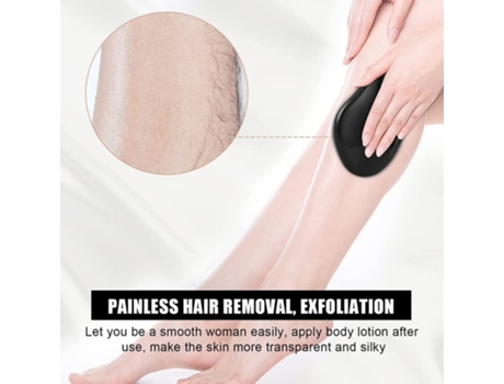 Depiladora física indolora para mujeres y hombres, depiladora de nanocristales con borrador de cristal (negro) ENZONS