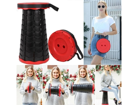 taburete plegable silla plegable plegable portátil ligero retráctil alto para acampar pesca viajar barbacoa interior cocina 150 kg rojo GELLDG