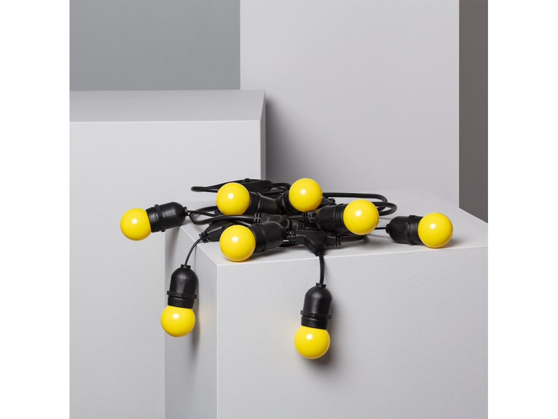 Guirnalda de Luces LEDKIA Waterproof Negro 8 Bombillas Led E27 G45 3W de Colores Amarillo (550 cm)