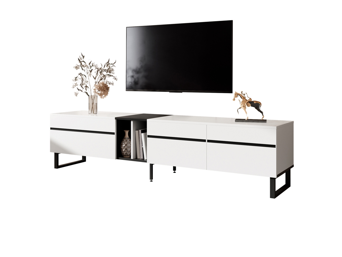 Mueble Tv Blanco 180cm Puertas Abatibles Aparador Salón Moderno