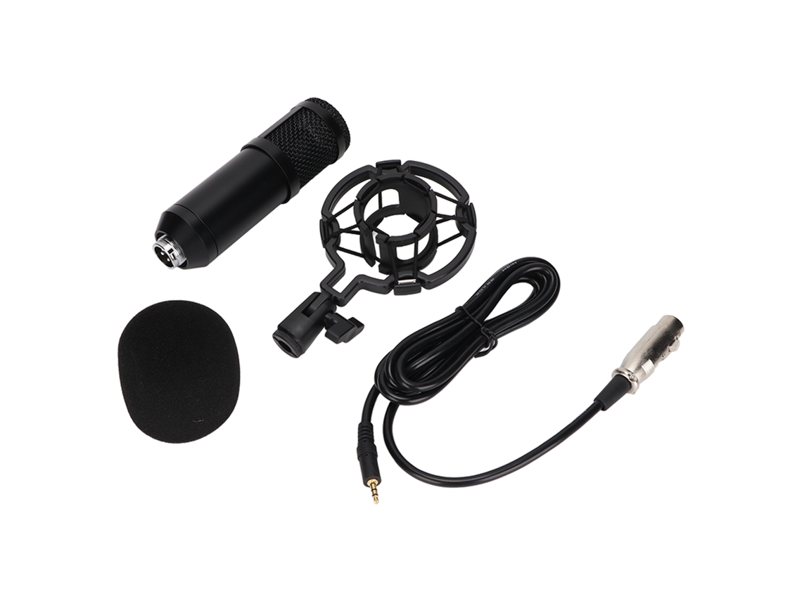 Micrófono De Condensador Profesional Con Cable Xlr A 3,5 Mm Y Soporte Antivibración Para Pc, Portátil, Grabación Y Retransmisión - Negro