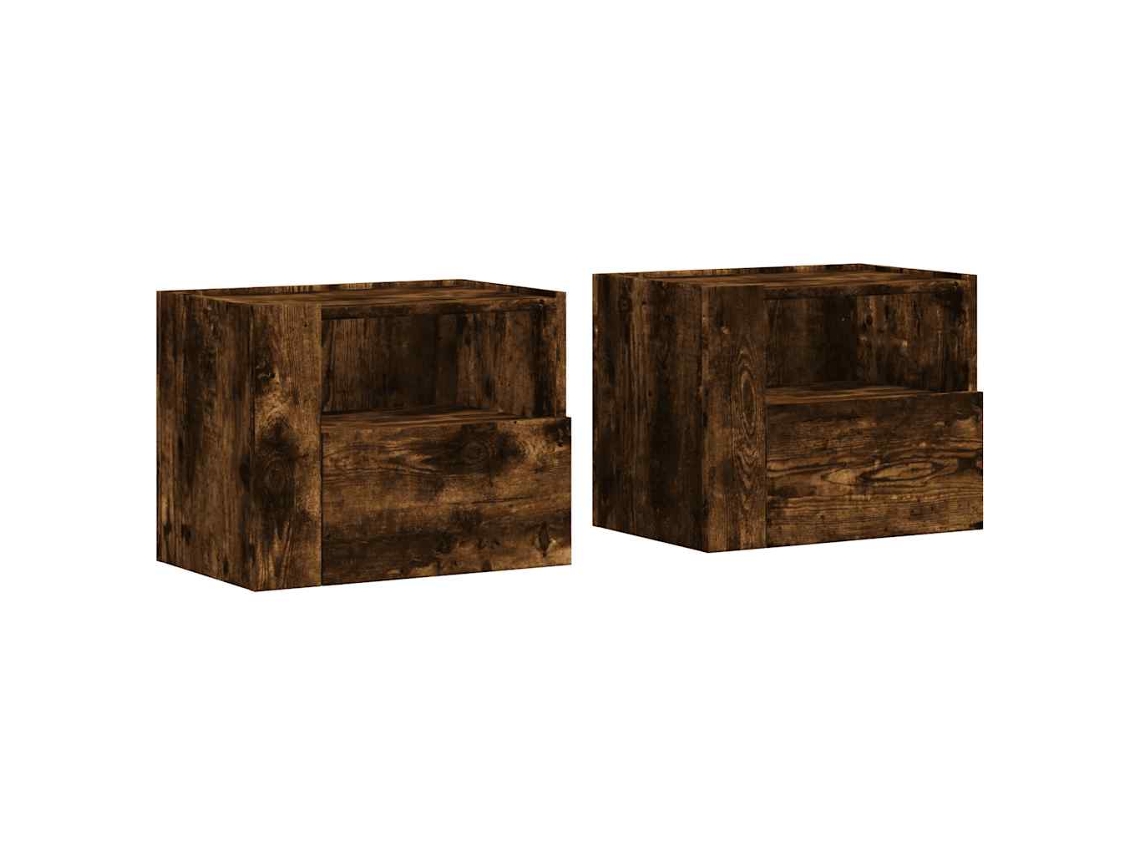 Juego de 2 mesitas de noche de pared MAISON EXCLUSIVE, roble ahumado (45 x 30 x 35 cm)
