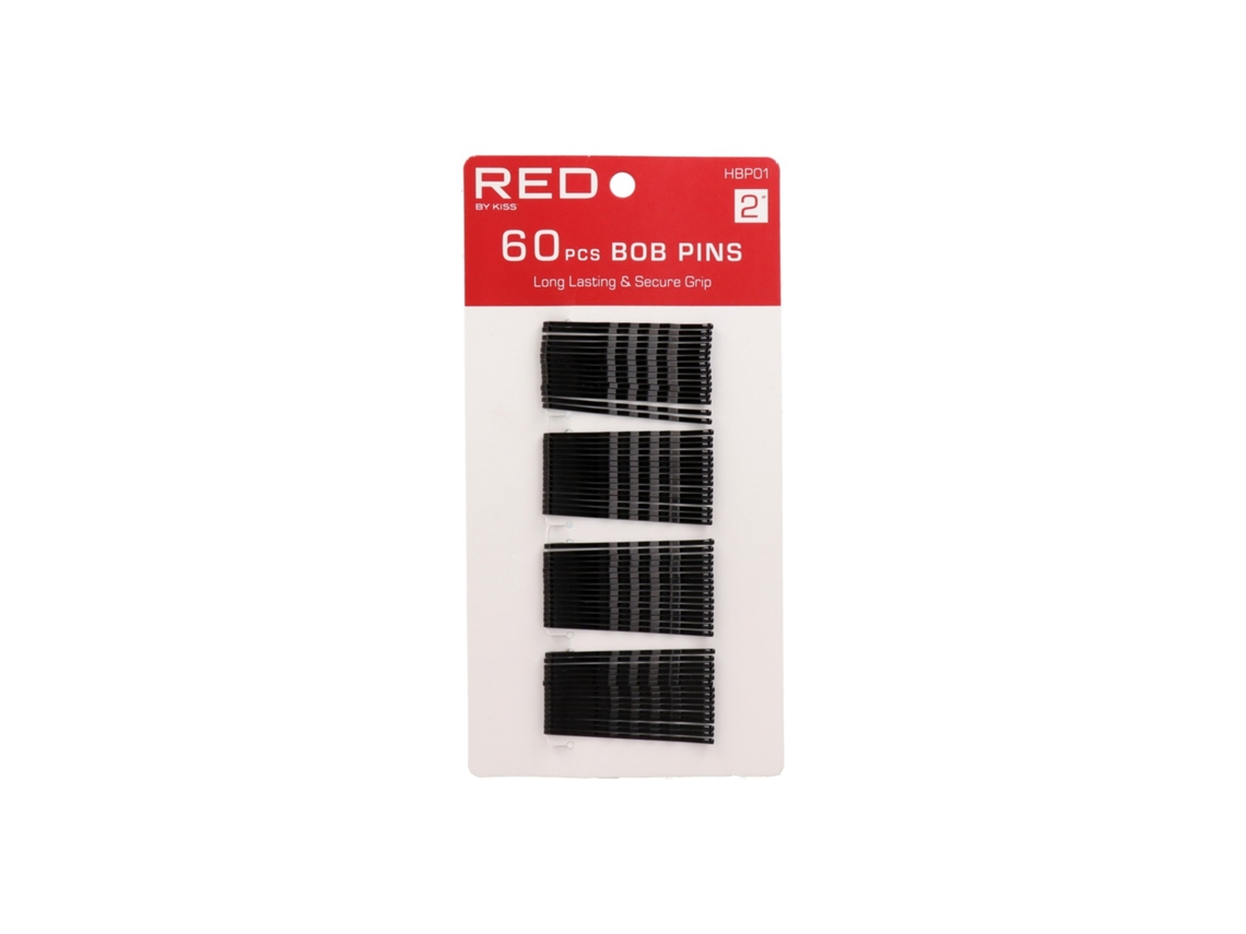 Horquillas Bob 2, 60 unidades, negras, Pasador, Beso Rojo