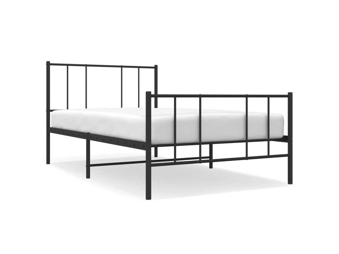 Maison Exclusive - Estructura Cama Sin Colchón Con Estribo Metal Negro 100x200 Cm