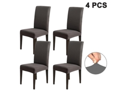 2026-4 Fundas Para Sillas De Comedor Cortas Lavables Y Desmontables De Poliéster Elastano Cns Knr Gris Oscuro