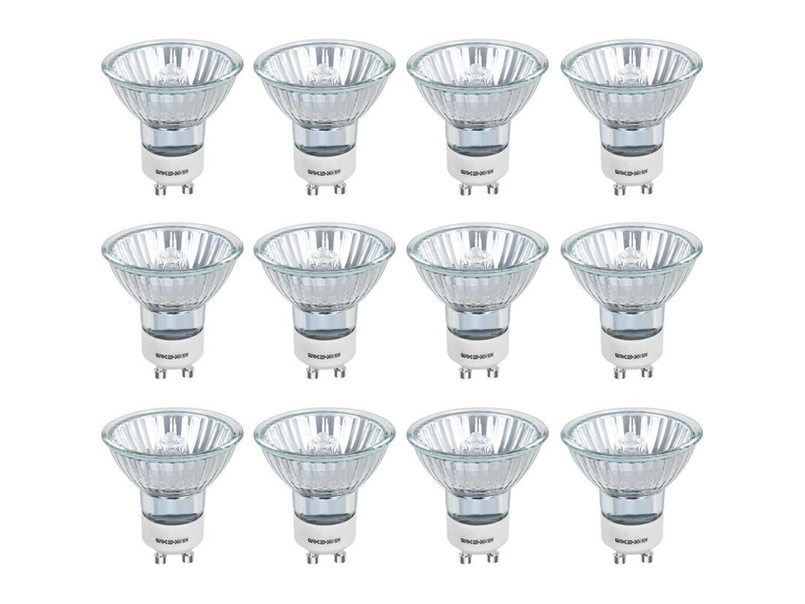 Bombillas Halógenas Gu10, Base Gu10, 50 W, 400 Lm, Blanco Cálido 2800 K, Ángulo De 38°, Ajustables, 12 Unidades Para Iluminación Residencial Y Comercial.