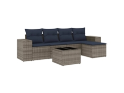 Maison Exclusive - Conjunto De Sofá De Jardín De 6 Piezas Con Cojines, Poliratán Gris