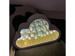 Omni-lámpara De Noche De Tulipán Diy Con Espejo Nube, Flor Simulada Para Decoración Romántica De Dormitorio B Azul