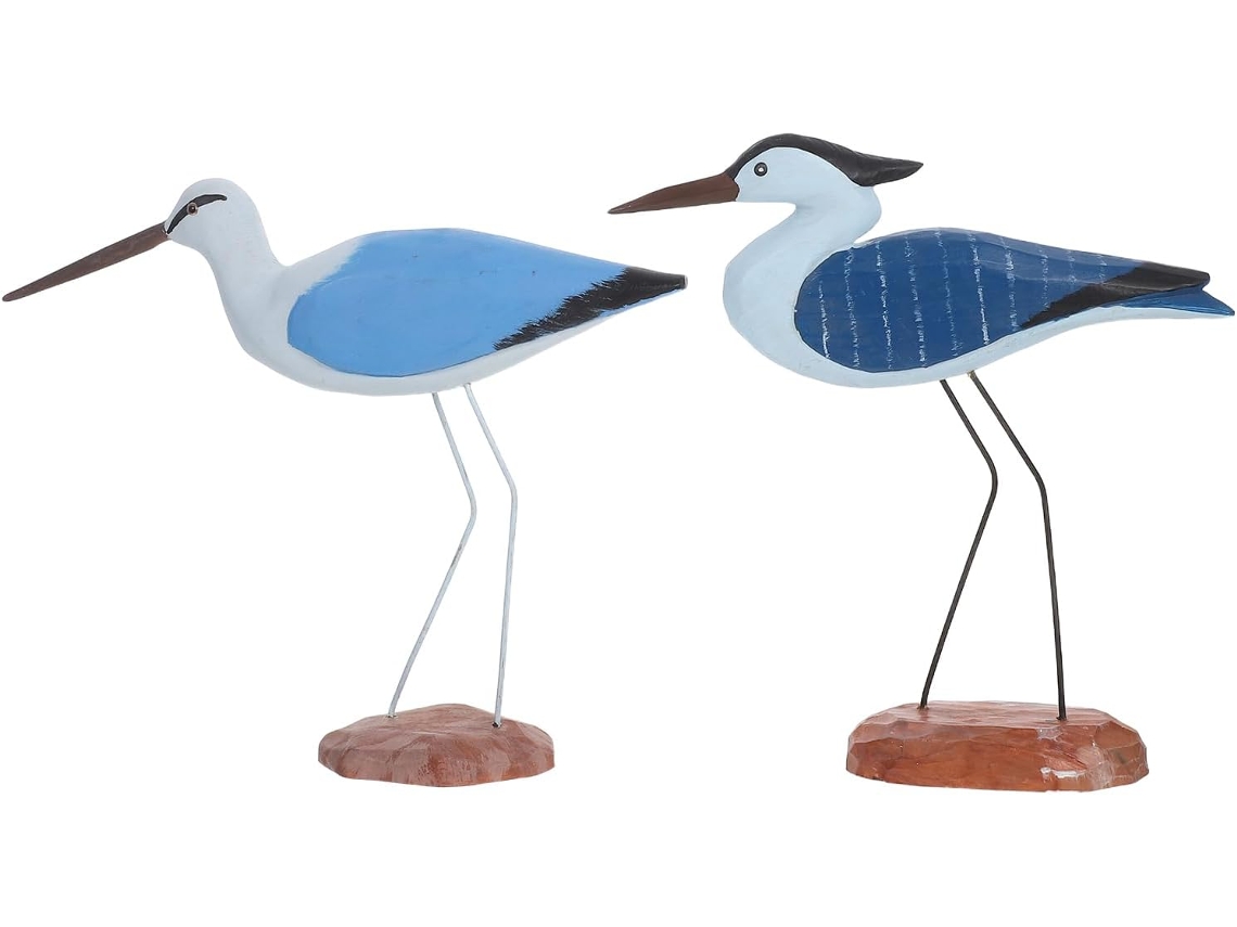 Decoración De Pared De Madera De 2 Piezas Con Aves Marinas, Decoración Mediterránea, Decoración Marítima De Madera Con
