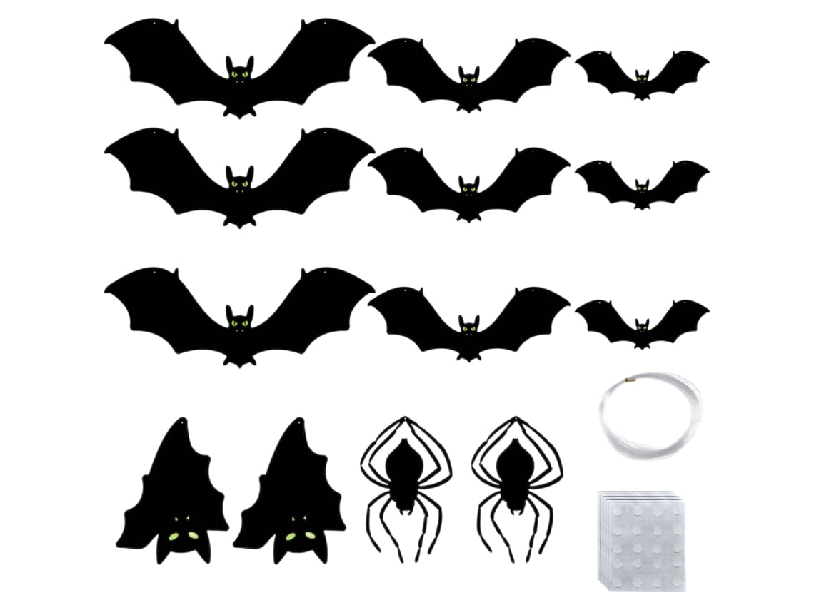 Rebe-13 Peças De Olhos Brilhantes 3d Pendurados Morcegos Aranhas Decoração de Parede Exterior Halloween Adornos De Festa Suprimentos