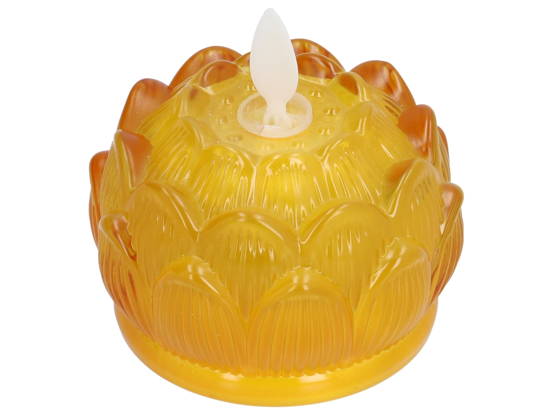 Lámpara Baok-Lamp con forma de flor de loto LED, imitación de cristal, luz amarilla, vela eléctrica para decoración del hogar y la oficina.