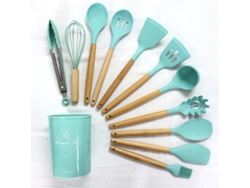 Juego De Utensilios De Cocina De Silicona Antiadherente Utensilios De Cocina Resistentes Al Calor Color Verde Oscuro Cuich