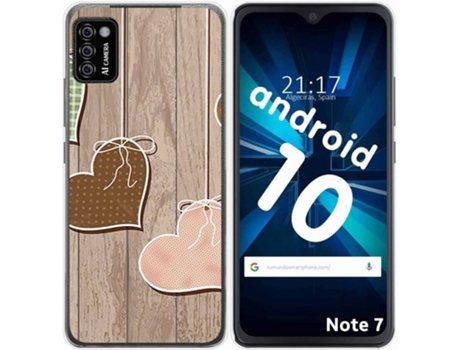 Carcasa Cubot Note 7 TUMUNDOSMARTPHONE Corazones Madera Multicolor