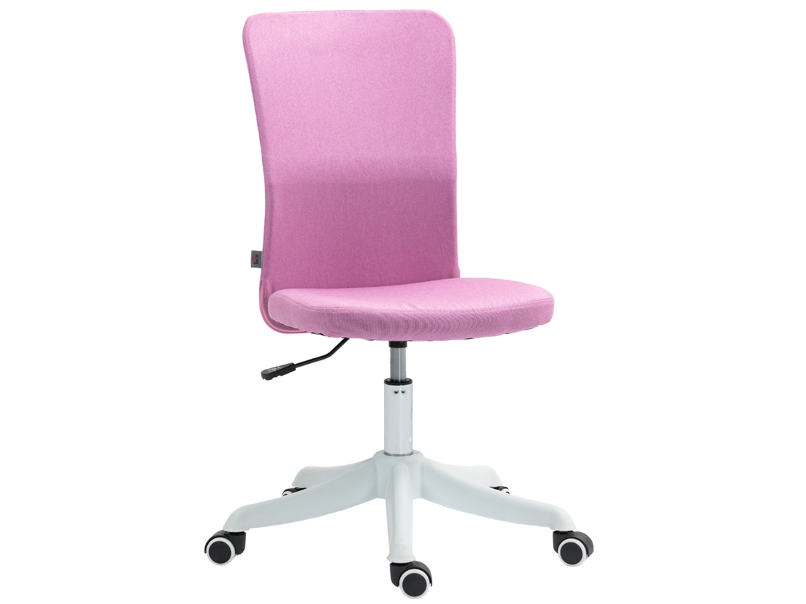 Cadeira De Escritório Com Rodízios, Altura Ajustável E Estofamento Em Linho Sintético Para Escritório Ou Sala De Estudos, 53x43x85-93 Cm, Rosa