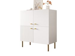 Aparador Moderno - Mdf Con Tiradores De Aleación De Zinc Y Patas De Acero, Diseño Elegante Para Salón, Dormitorio Y Recibidor - Blanco