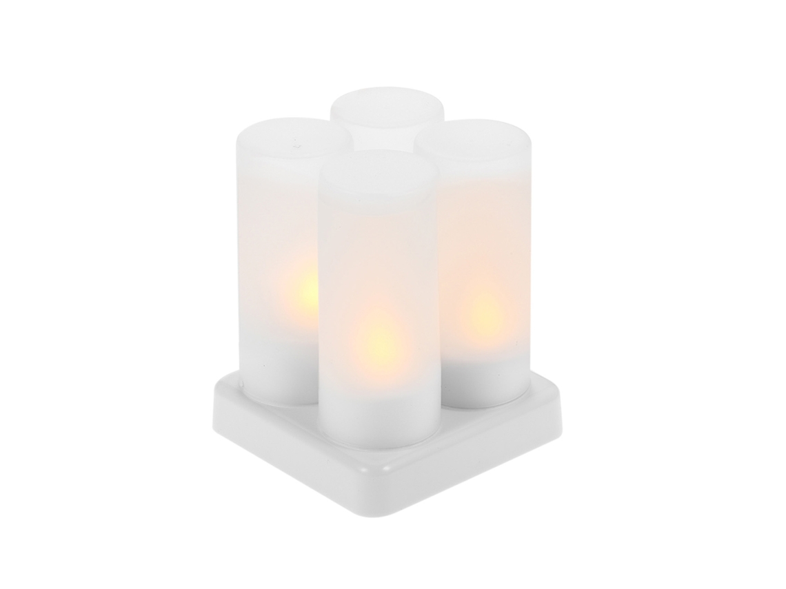 Velas LED recargables sin llama con base de carga, luz amarilla