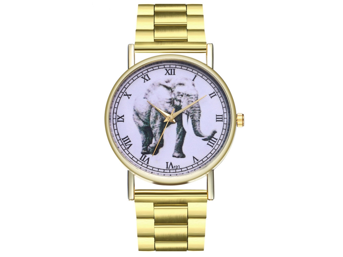 Reloj De Pareja Zhoulianfa Vintage Con Diseño De Elefante, Aleación, Cuarzo Y Brazalete De Acero.
