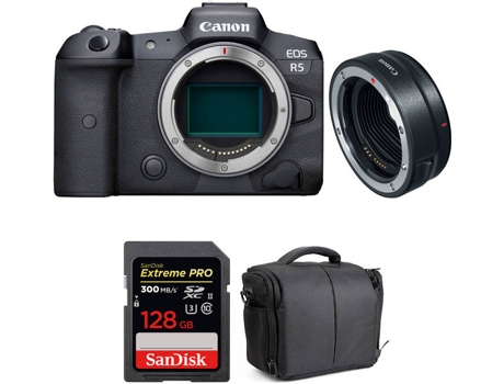 Kit Cámara CANON EOS R5 EF-EOS R + SanDisk 128 GB + Bolsa (Full-Frame)