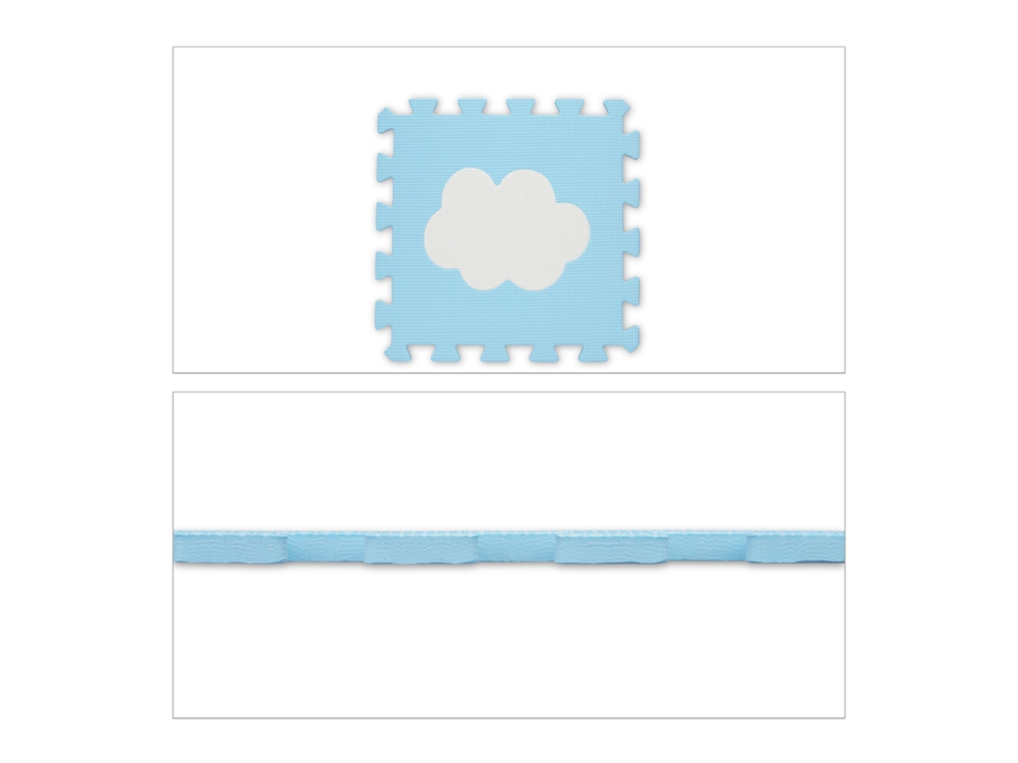 Relaxdays Alfombra Puzle Bebé, Diseño Nubes, 18 Piezas, De Goma Eva Sin Sustancias Nocivas, 91,5x91,5 Cm, Blanco Y Azul
