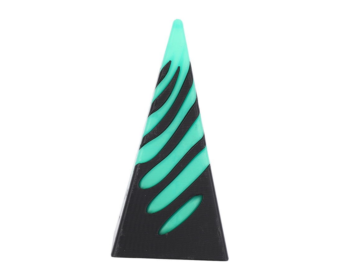 Juguete multifuncional de oficina ATS, pirámide imposible de atravesar para aliviar el estrés, cono espiral impreso en 3D, verde y negro.