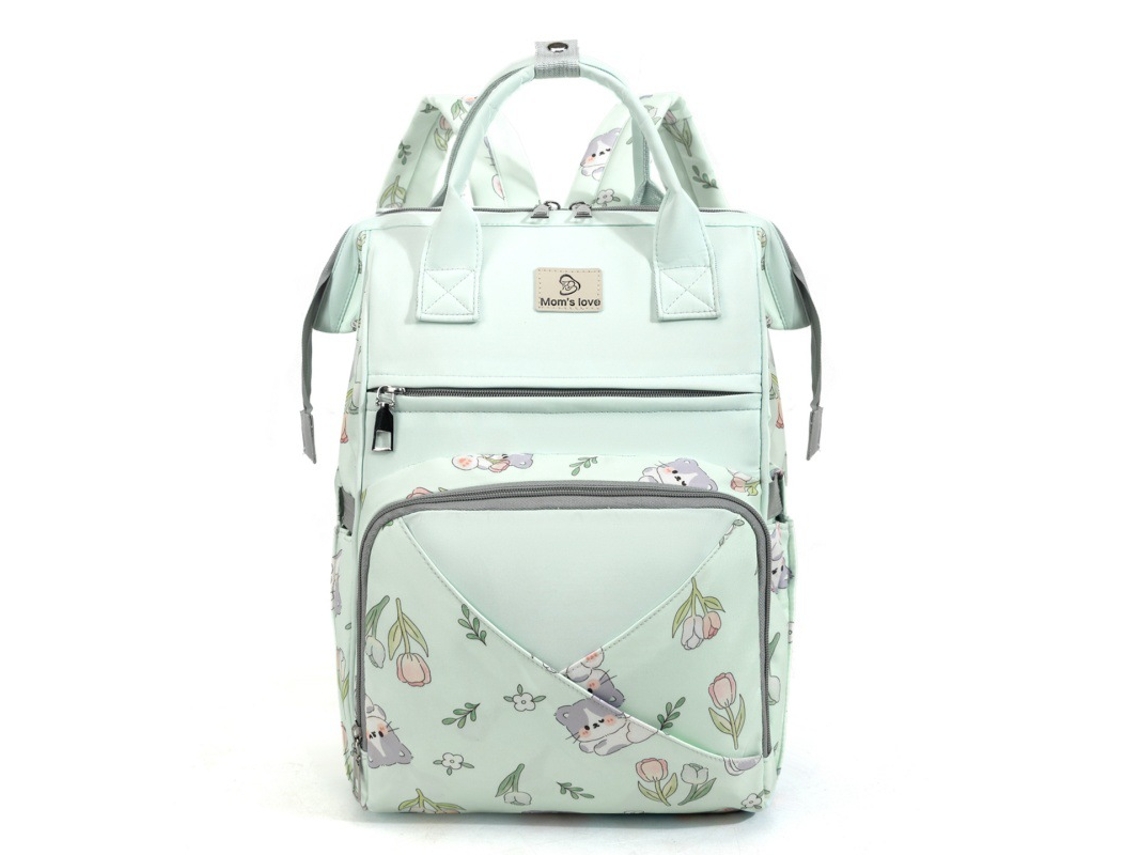 Mochila para pañales, linda mochila para pañales con compartimento térmico para biberones, bolso para pañales SPQMENT (verde)