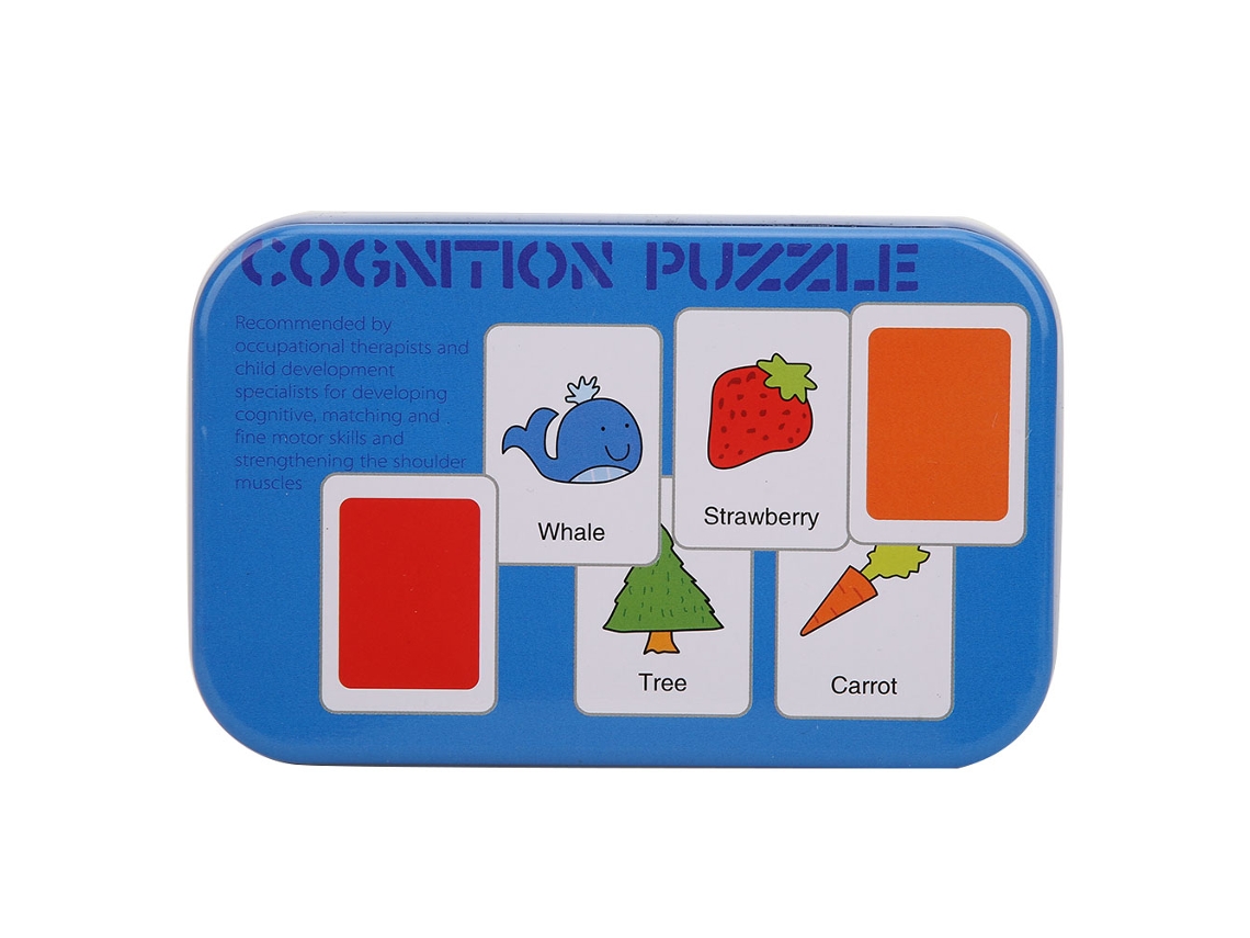 Ats-tarjeta Educativa Cognitiva Para Niños Con Caja De Almacenamiento Interacción Padre-hijo Juguete De Aprendizaje Azul 30 Piezas