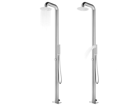 vidaXL Ducha de jardín con base marrón 230 cm acero inoxidable