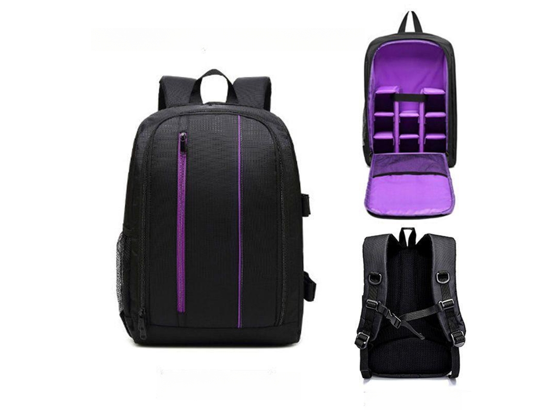 Mochila para cámara de gran capacidad, impermeable y resistente al desgaste, Cuich (morado grande)