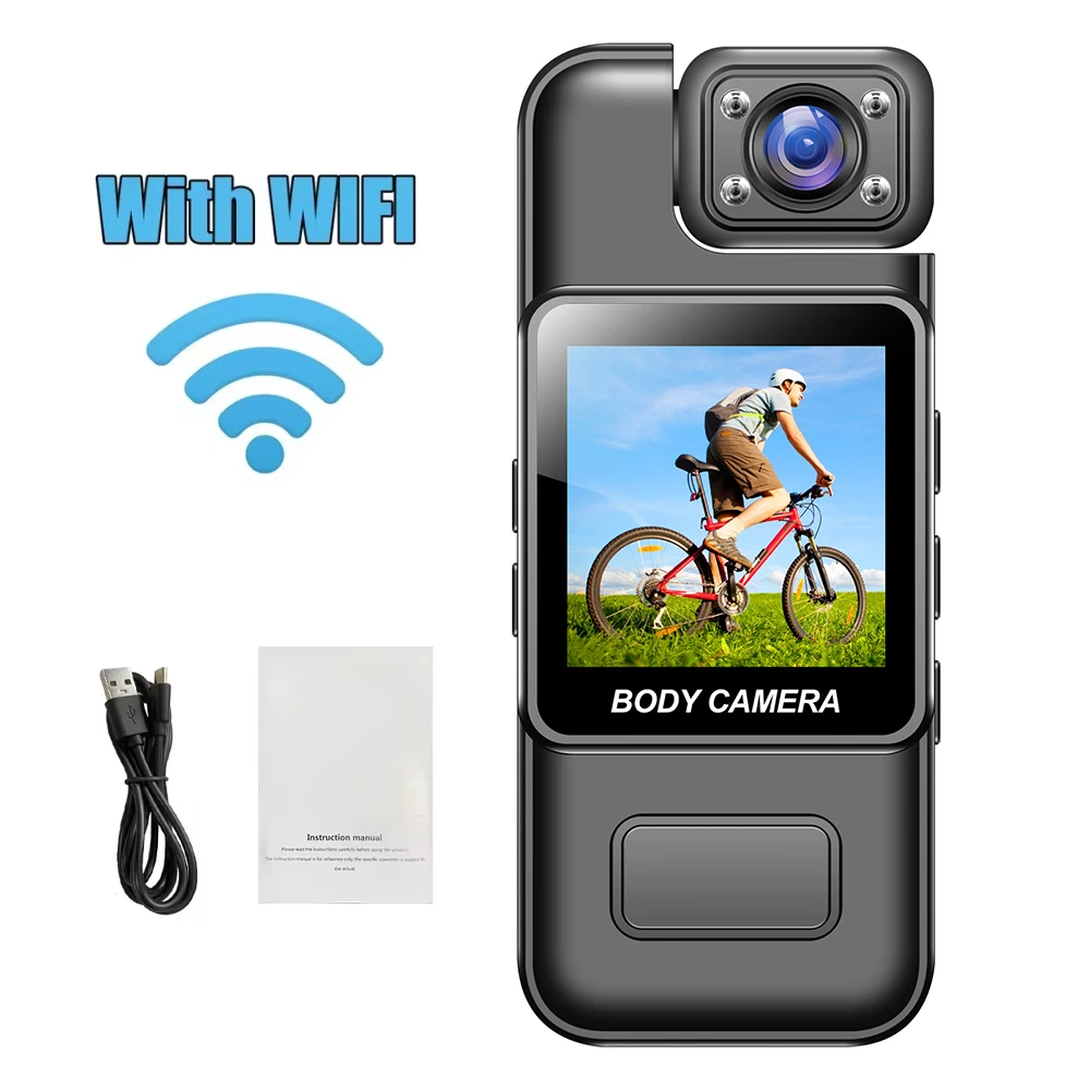 (versión Wifi - 8g) Cámara Ultra Hd 4k - Mini Grabadora Portátil Para Fuerzas Del Orden - Lente Giratoria De 180°