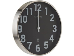 EXPLORE SCIENTIFIC Reloj de pared de metal negro Diámetro 25 cm Movimiento silencioso y tiempo radiocontrolado