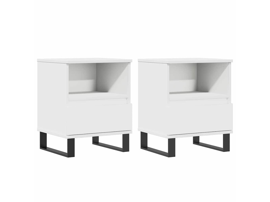 Maison Exclusive - Mesitas De Noche 2 Uds Madera De Ingeniería Blanco 40x35x50 Cm