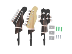 Baok - Juego de 3 ganchos de pared decorativos con forma de guitarra, resina ecológica, 25 kg, para pasillo y sala de estar.