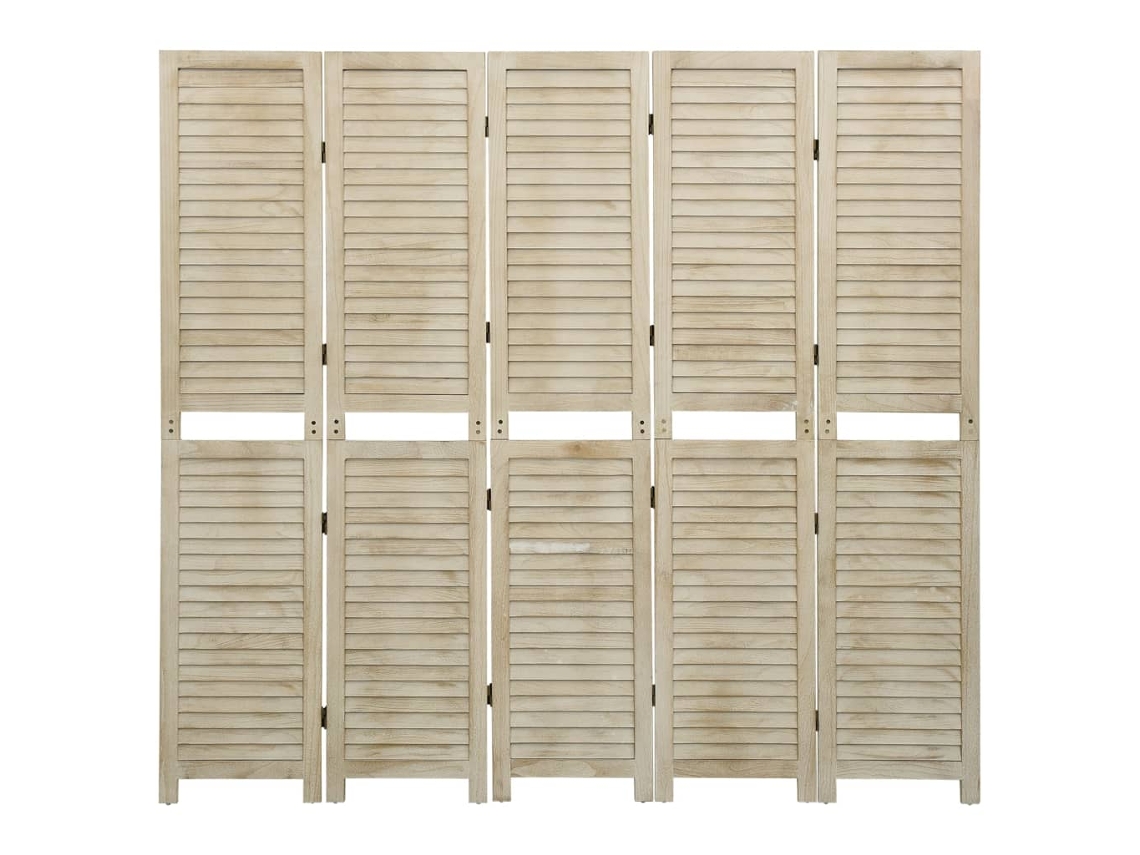 Separador de ambientes | Biombo con 5 paneles, 175x165 cm, madera maciza de paulownia.