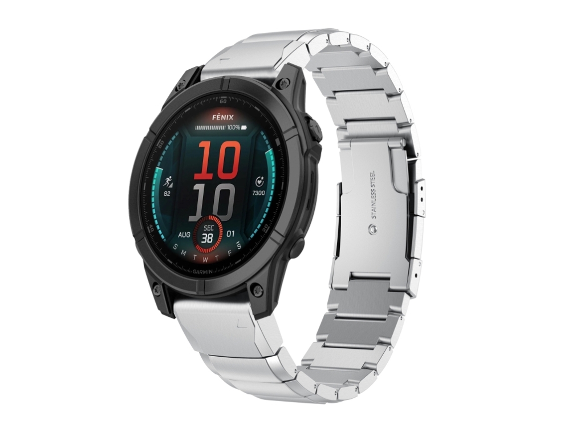 Pulseira para Garmin Fenix 8 Mip (51 mm) - Aço inoxidável - Estampa de capacete Tartaruga (26 mm) Preta