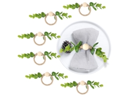 Anillos para servilletas con diseño de hojas de eucalipto, 6 unidades