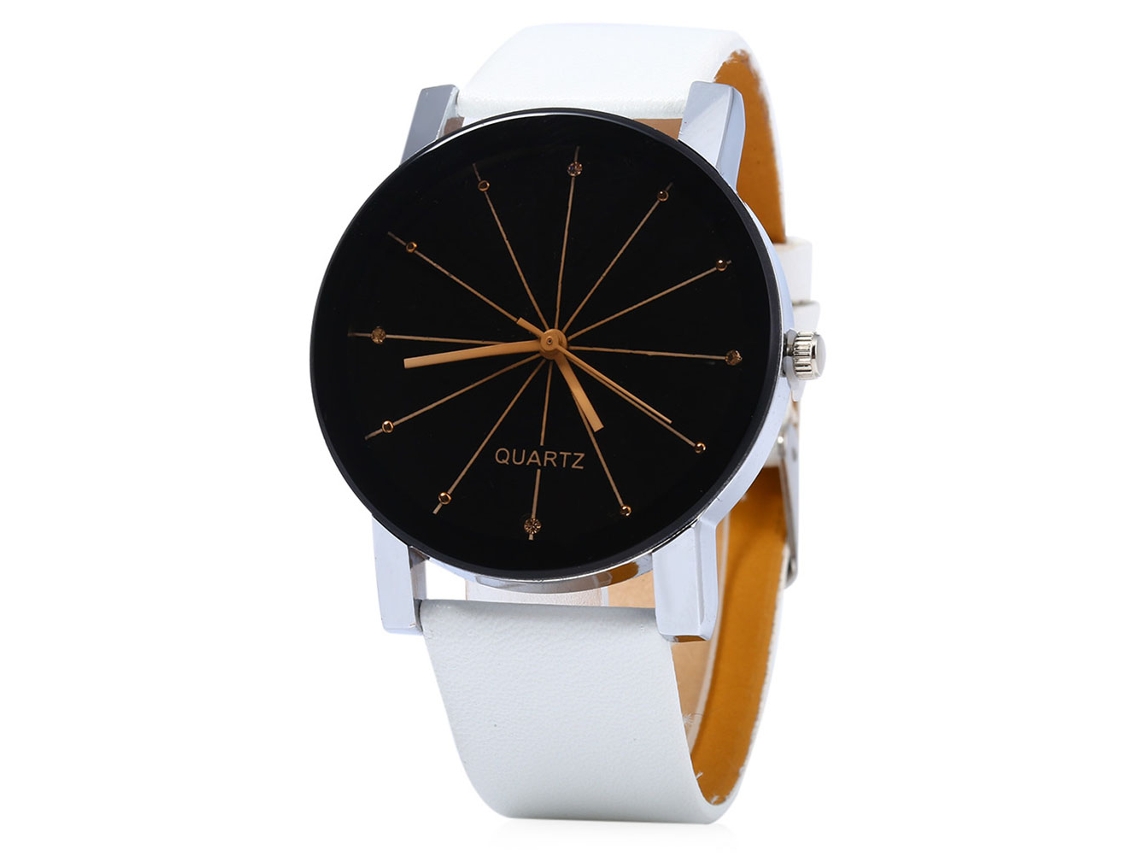 Reloj Unisex Con Correa De Pu, Movimiento De Cuarzo Y Esfera Redonda (blanco Para Hombre)