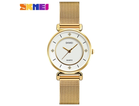 Reloj de pulsera para mujer, relojes de cuarzo para mujer, relojes analógicos impermeables para estudiantes, dorado, estilo malla LUUCOZK