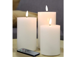 Velas Led Sin Llama Con Control Remoto, Velas De Cera Real, Paquete De 3, 3" De Diámetro, 4" De Alto, 5" De Ancho, 6" De Alto.