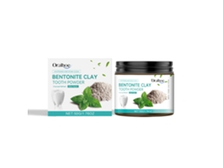 Polvo dental de bentonita con ceniza volcánica y menta.