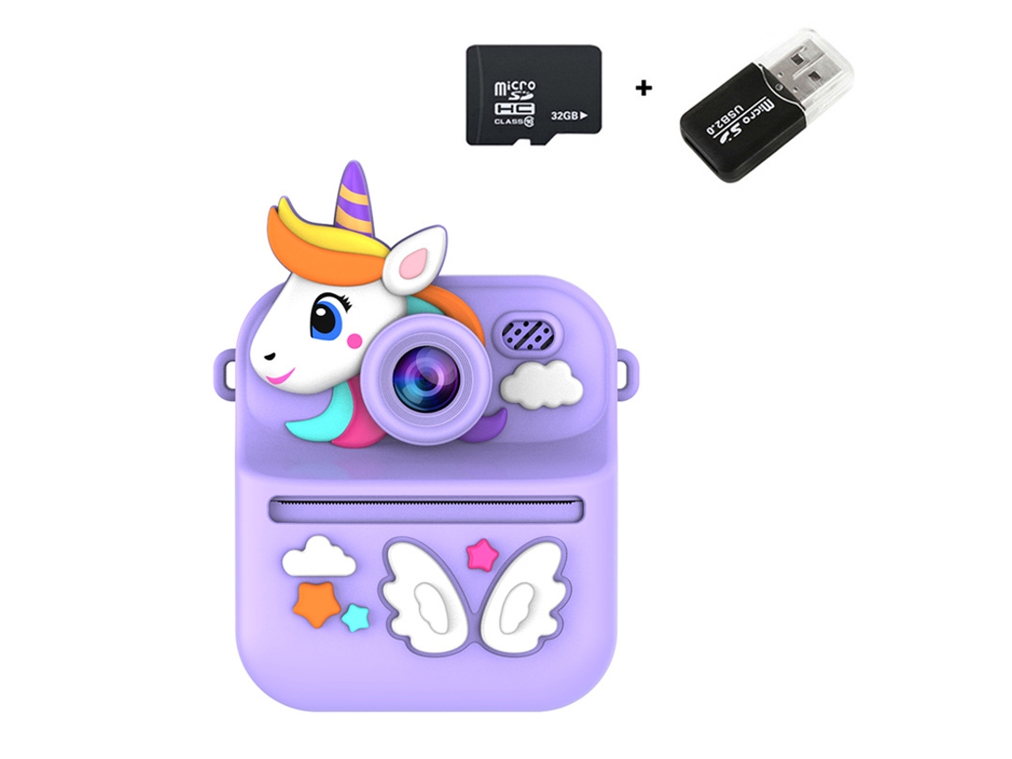 Cámara instantánea Eifson S1, pantalla IPS de 2,4 pulgadas, lente dual, grabadora de video HD (Unicornio morado)