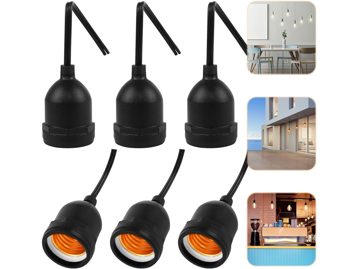 MEOIRUERY Portalámparas colgante para exterior, cable E27 con interruptor de encendido y apagado, resistente al agua y flexible, compatible con diversas bombill