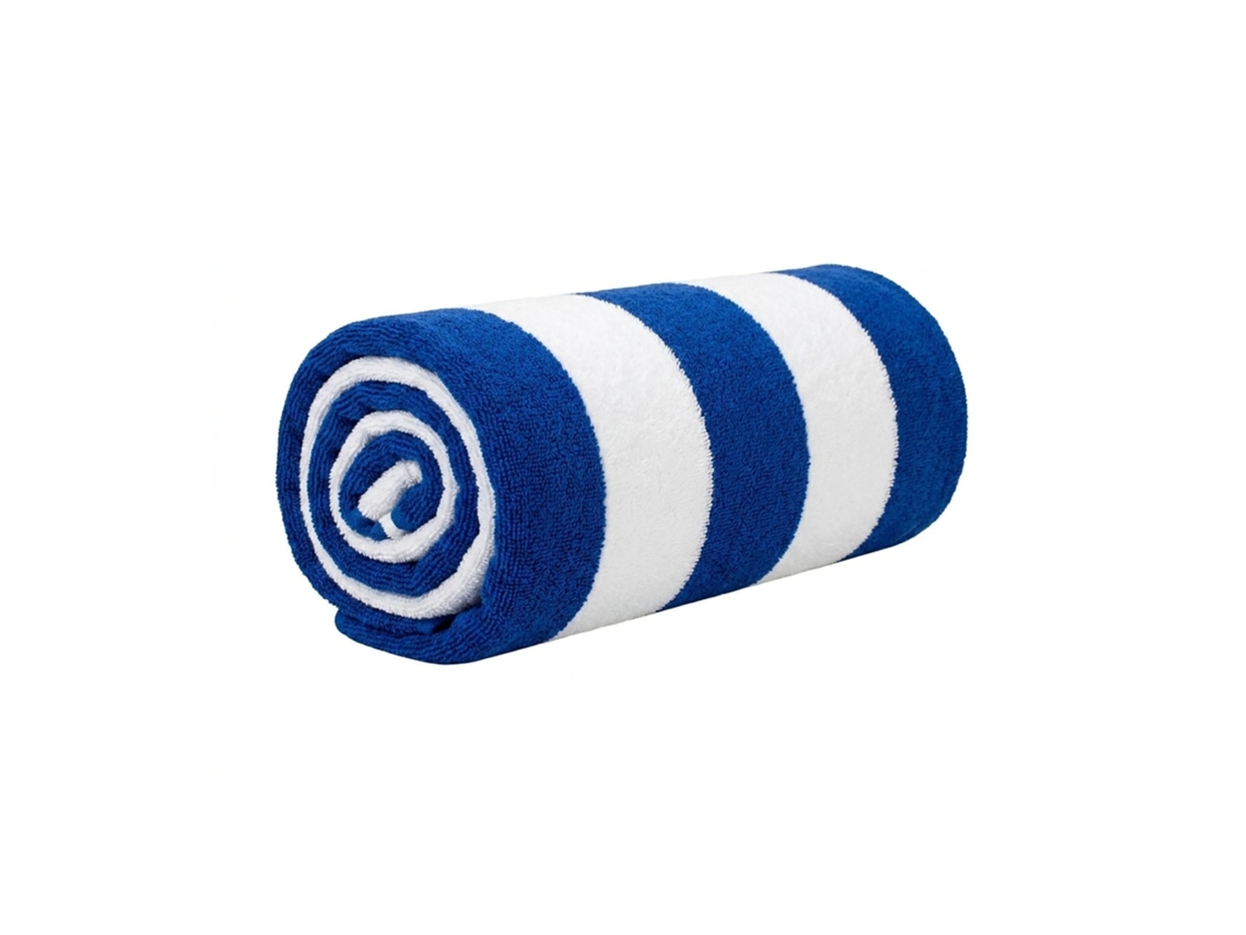Toalla Playa Piscina Grande 100x160 Algodón Rizo 450 G/m² Rayas | 1 Ud. Blanco Azul