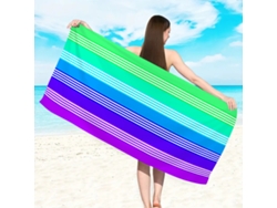 Toalla de playa de microfibra a rayas Yuysan, de alta absorción y secado rápido, 180 x 90 cm, modelo ST424, color verde degradado.