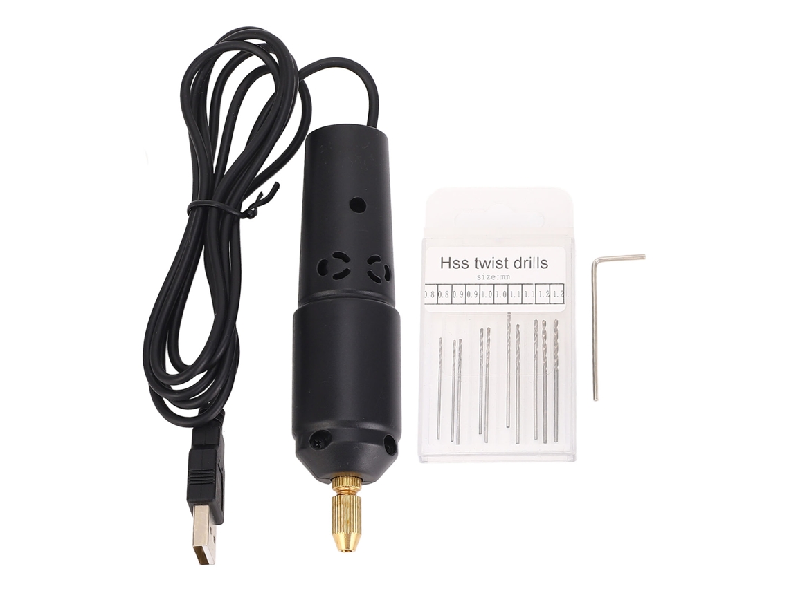 Taladro eléctrico micro USB de 5V 2A para plástico, resina, madera y joyería (sin marca)