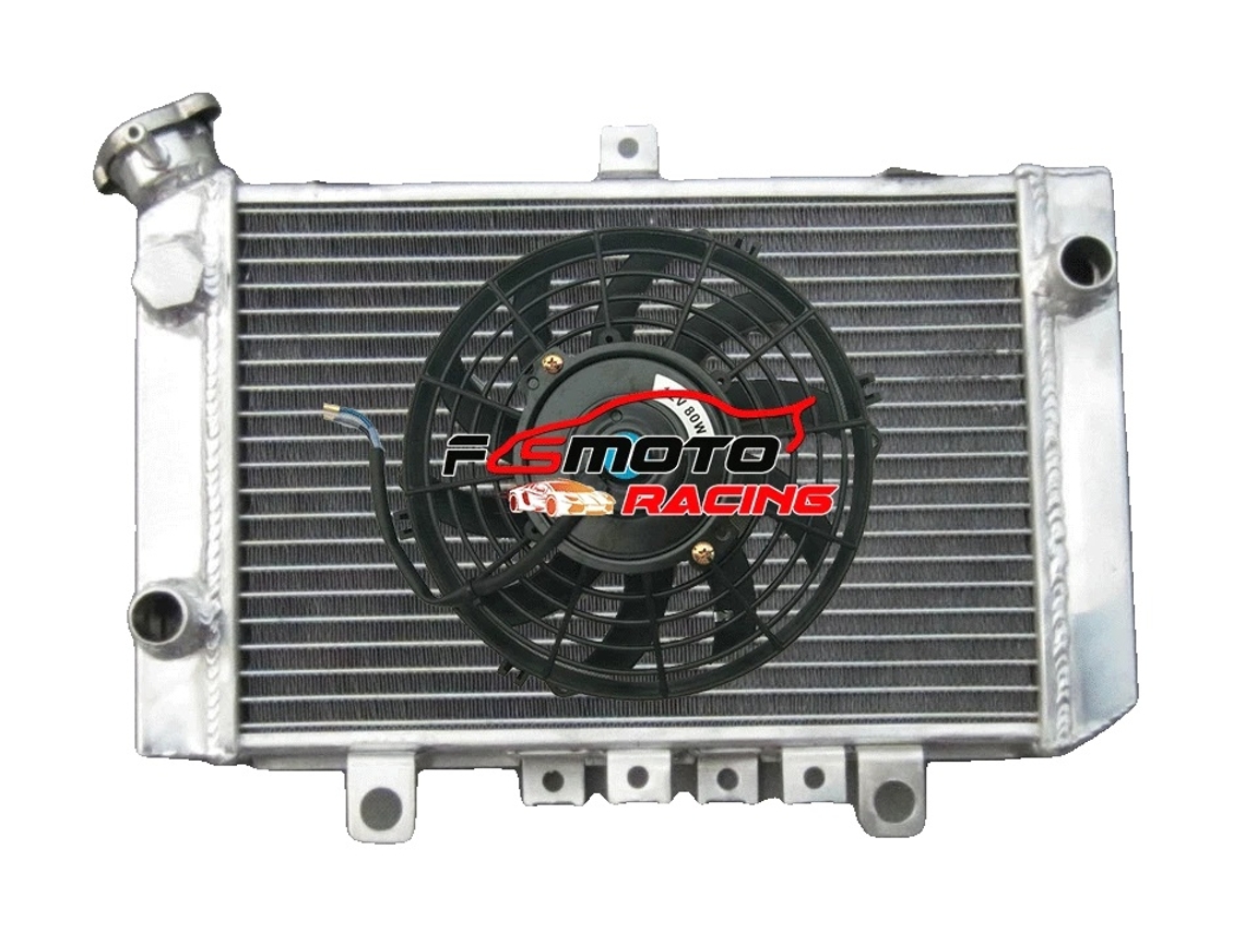Radiador de aluminio, compatible con Kawasaki KVF400 A/B/C/D, incluye kits de montaje para ventilador OEM, radiador y ventilador de refrigeración.