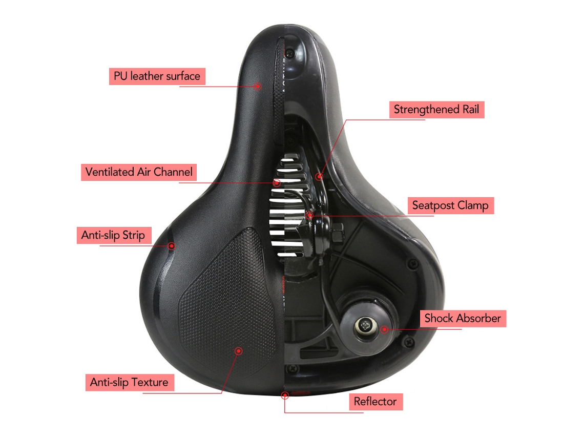 Sillín Impermeable Para Bicicleta De Montaña Con Espuma Viscoelástica Hueca Y Doble Absorción De Impactos.