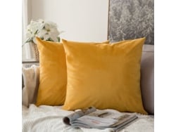 Rebe-2 Fundas De Almohada Decorativas De Terciopelo Suave 45x45 Cm Sin Relleno Naranja Amarillo Para Sofá Coche
