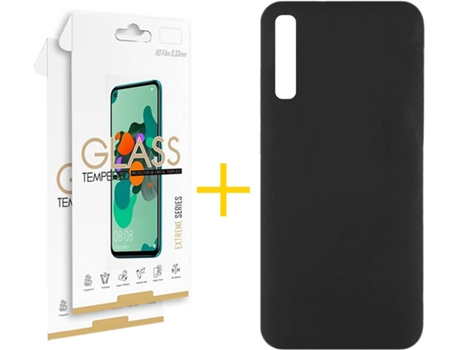 Kit Funda + 2 Protectores de Pantalla Samsung Galaxy A30s SKYHE Silicona Líquida (Negro)
