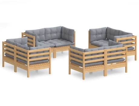 Conjunto 8 de muebles de jardín VIDAXL y cojines madera de pino